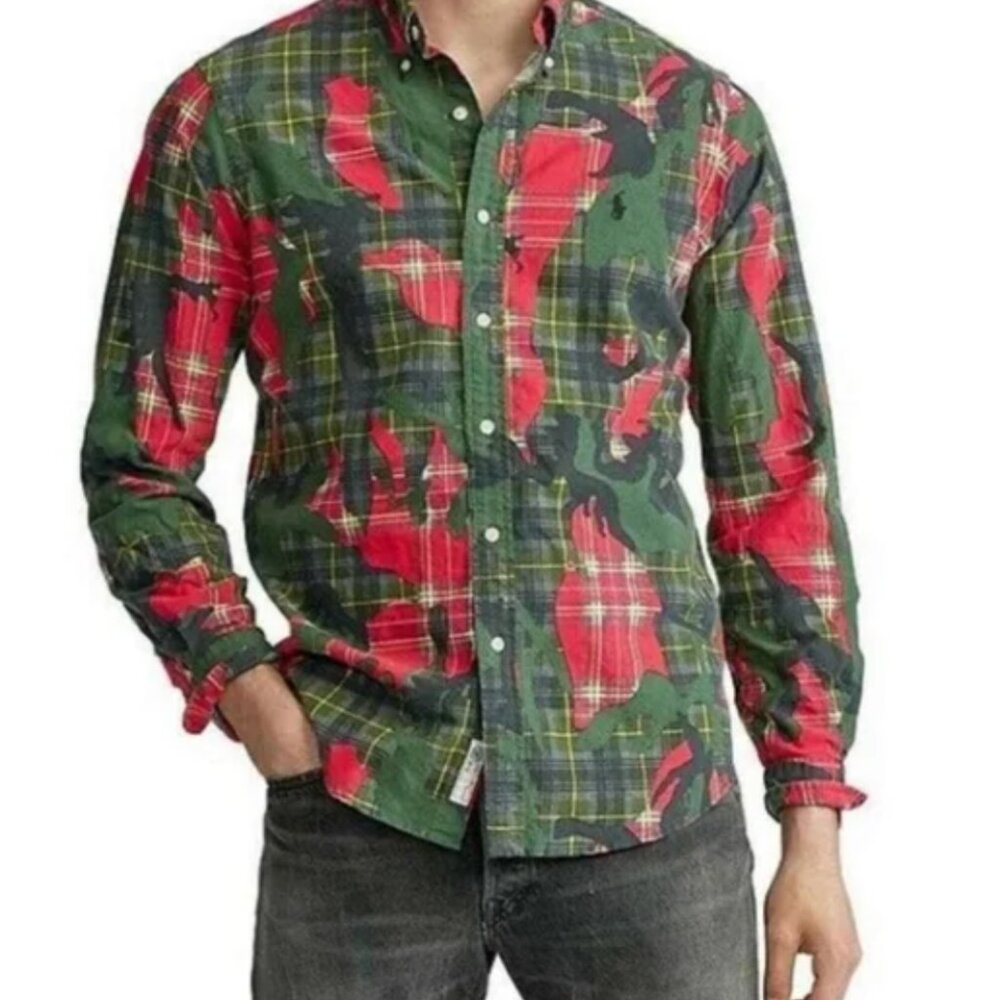 RARE * Ralph Lauren Stuart Camo Print Long-Sleeve Shirt Sz.Large